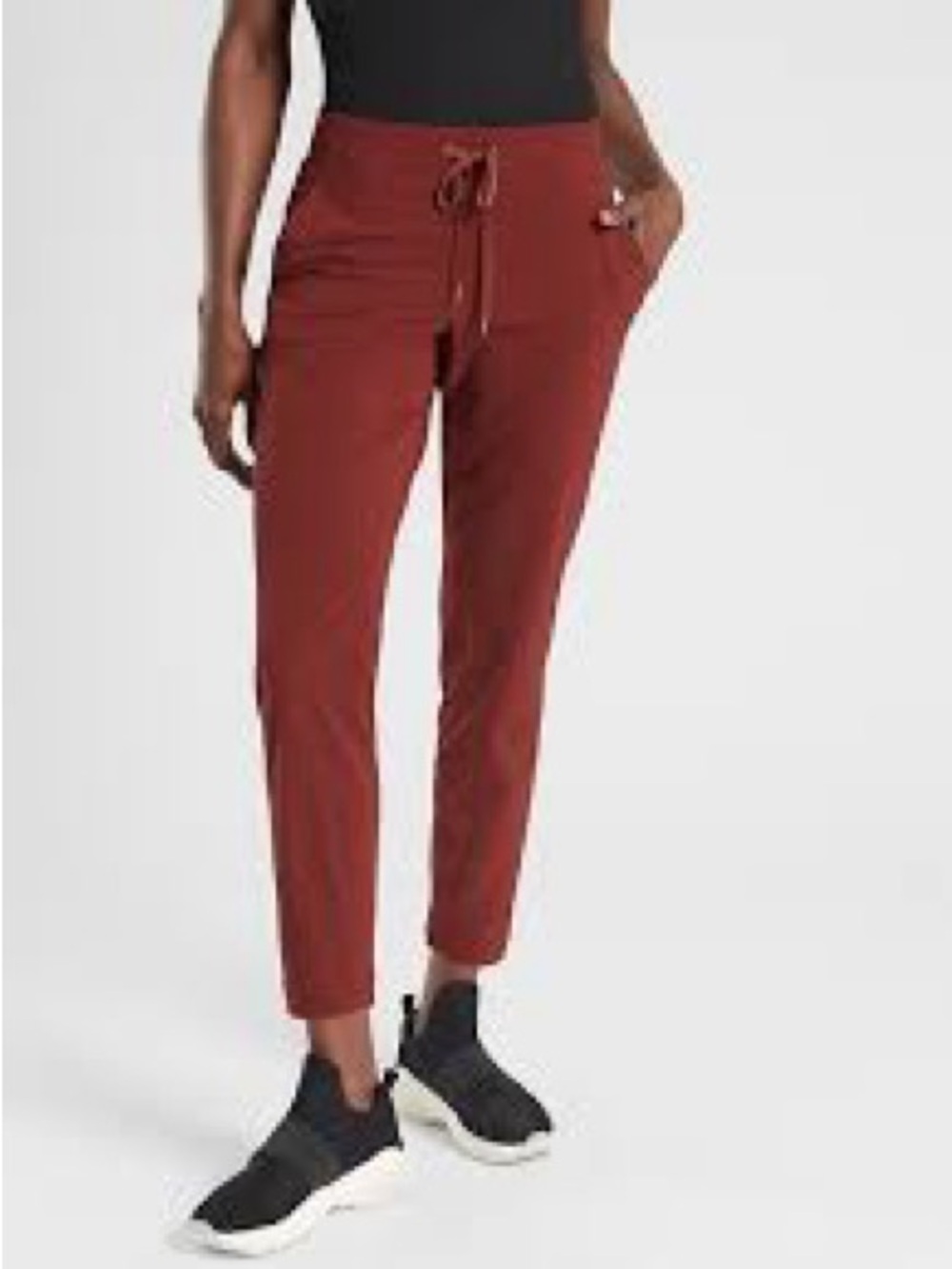 Athleta Women's Midtown Ankle Tie-Waist Pants, Sz 6P, Burgundy